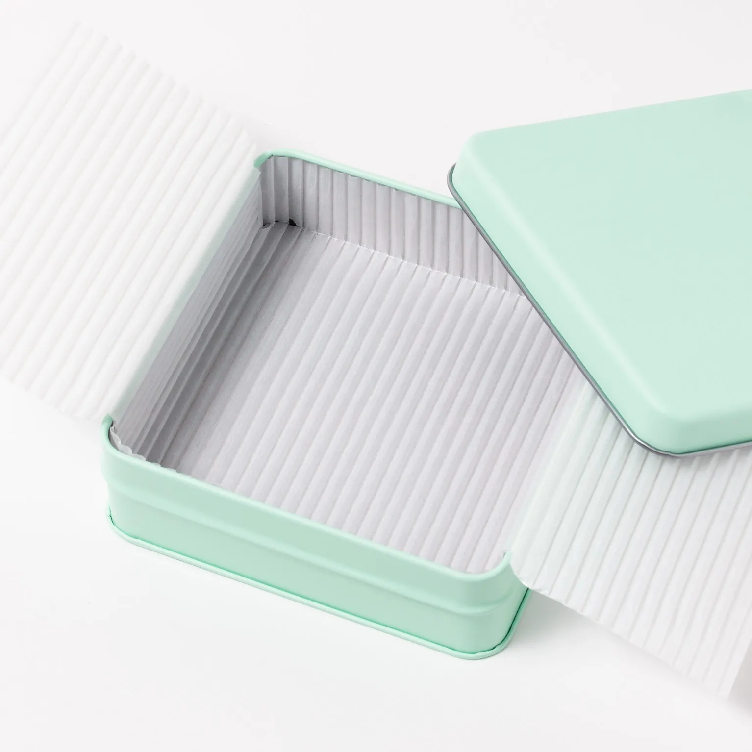 スクエア缶 ミントブルー 60