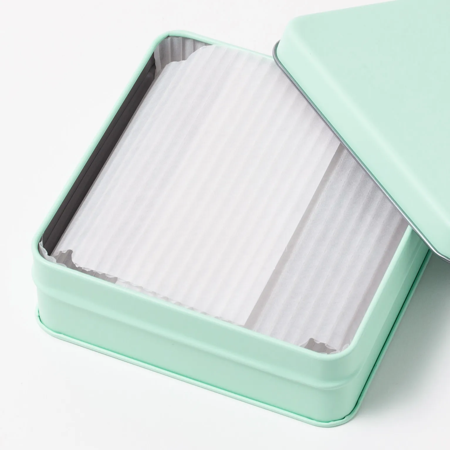 スクエア缶 ミントブルー 60