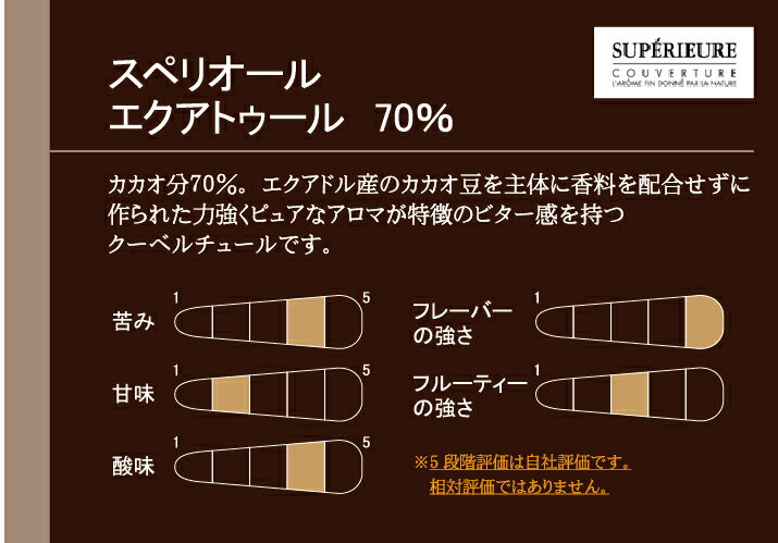 スペリオール エクアトゥール 70％ 1kg : チョコレート | プロの仕入れはorderie (オーダリー)