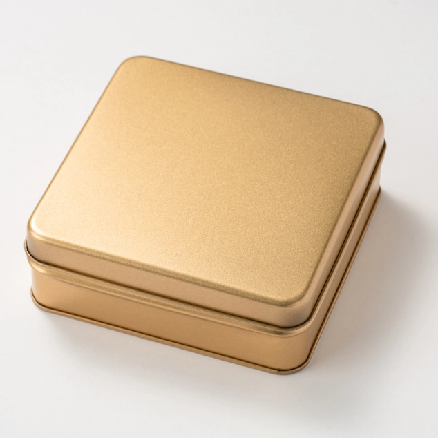 スクエア缶 サテンゴールド