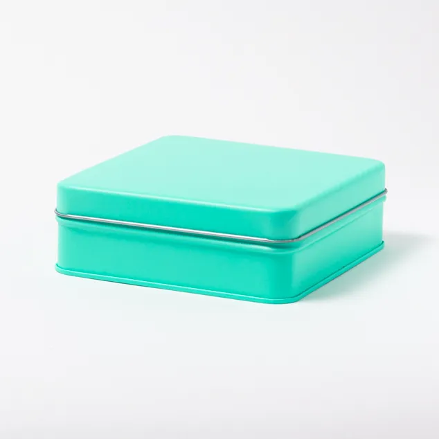 スクエア缶 アクアブルー